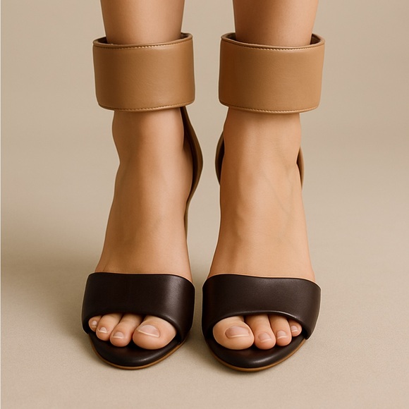 MIA Shoes - MIA Two-Tone Ankle Strap Heels – Brown & Tan, Size